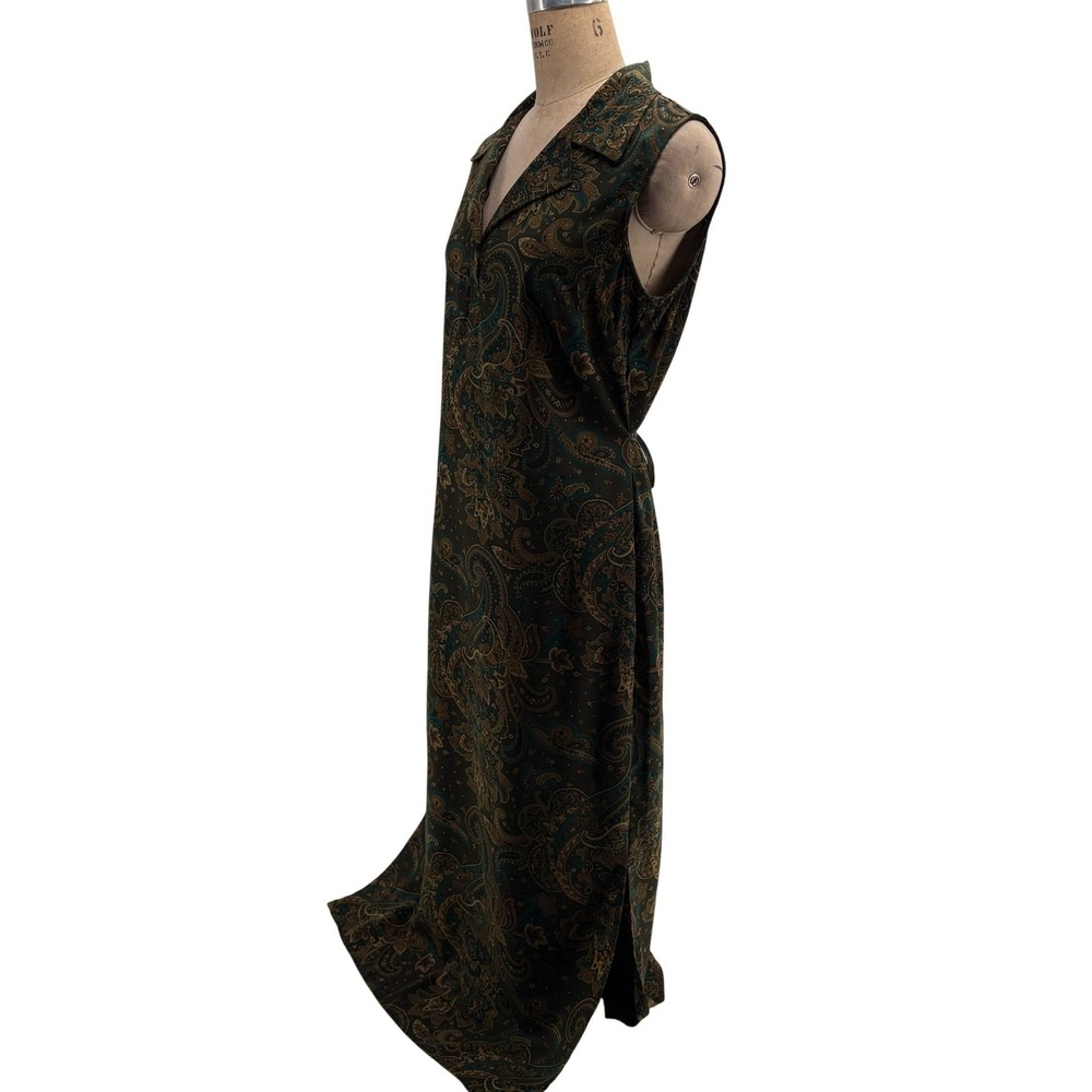 R&K Originals Vintage Paisley Sleeveless Maxi Dress Green Teal Size 8 90s Retro - Picture 4 of 10